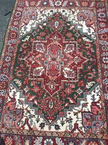 lot 37 image: Persian Mashad style Rug  RED GREEN BROWN  74 X 49