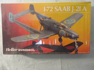 lot 49 image: HELLER HUMBROL 172 SAAB J-21A, Military Airplane Model Kit, #80261, MADE IN FRANCE