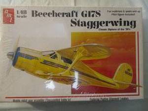 lot 63 image: AMT-148 Scale, Beechcraft G17S Staggerwing Airplane Model Kit, # T638