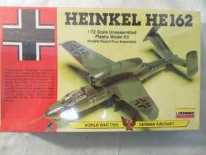 lot 99 image: LINDBERG- 172 Scale, HEINKEL HE162, ASST.70580 WW-2 German Aircraft  Kit, #70581