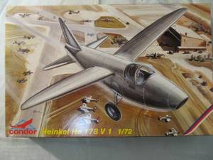lot 163 image: CONDOR- 172 Scale, Heinkel HE 178V1 Model Airplane Kit, # C72003, Made In Czech Republic.