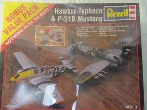 lot 189 image: REVELL-Bonus Pack, 148 Scale, Hawker Tyhoon & P-51D Mustang Airplane Kits, # 85-6370