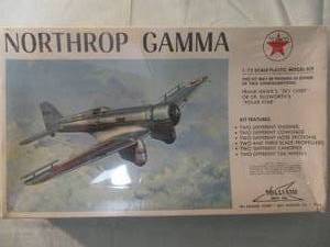lot 209 image: WILLAIMAS BROS- 132 Scale, NORTHROP GAMMA, Frank Hawks Sky Chief, Model Airplane Kit, #72-214