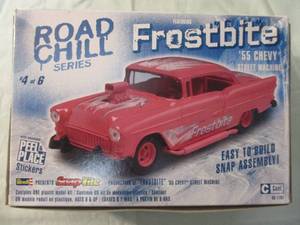lot 235 image: Revell-Snaptite, 132 Scale,  Road Chill Series- Frostbite,  55-Chevy- Street Machine, Model Car Kit # 85-1191