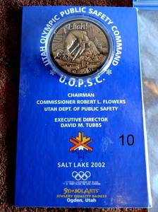 lot 10 image: VERY RARE - 2002 Salt Lake Olympics Public Safety Command Security Police Sheriff Coin Medal $$$