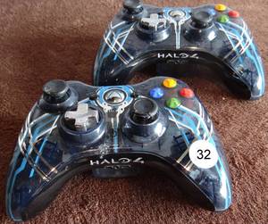 lot 32 image: RARE  Xbox 360 Halo 4 Limited Edition Wireless Controller X2 $$$