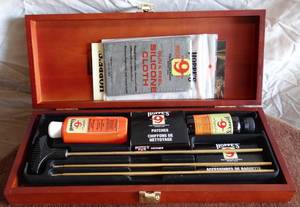 lot 55 image: NEW IN BOX -  Hoppes No. 9 Deluxe Gun Cleaning Kit RiflesShotguns In Wood Case