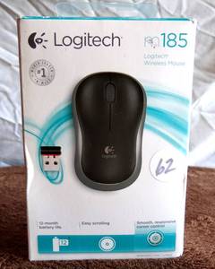 lot 62 image: Logitech M185 Silver 3-Button Wireless Optical Scroll Mouse NANO USB Receiver - NIB