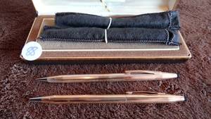lot 88 image: Cross Pen & Pencil Set - 14K Gold Filled -Original Case & Paper Work-1960s70s - APPEARS UNUSED