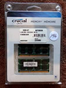 lot 196 image: Crucial 16GB 2X 8GB Notebook Memory Upgrade PC3L- DDR3L 1600Mhz - NIP