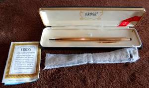 lot 212 image: CROSS 120 14K GOLD FILLED BALLPOINT PEN WITH CASE