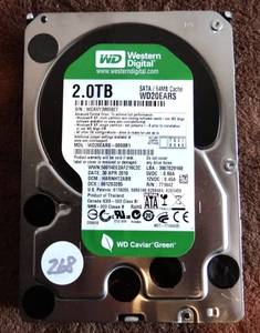 lot 268 image: Western Digital Caviar Green 2TB 5400RPM 3.5 HDD WD20EARS-00MVWB0 hard drive