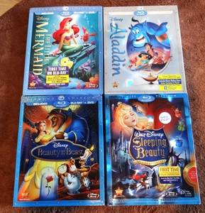 lot 272 image: DISNEY DIAMOND EDITION BLURAY DISKS - ALLADIN, THE LITTLE MERMAID, BEAUTY & THE BEAST, AND SLEEPING BEAUTY