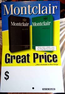 lot 319 image: NEW IN BOX - LARGE MONTCLAIR CIGARETTE ADVERTISEMENT BOARDS (6 TOTAL)