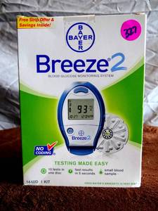 lot 327 image: Bayer Breeze 2 Blood Glucose Monitoring System No Coding