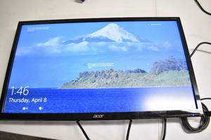 lot 118 image: Acer 24 K242HYL Monitor (Missing Stand, includes power cable, has lock wire on it)
