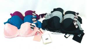 lot 145 image: Angelina Womens Wired Padded Extended Size DD Strapless Bras with Lace Accent 6pk