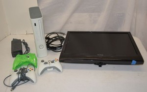 lot 22 image: Xbox 360 Power Console, 3 Controllers (1 is Unopened) and 22 View Source TV