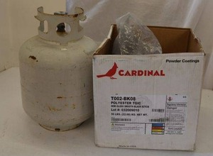 lot 49 image: Propane Tank and Partial Box of Powder Coating (16 Semi-Gloss Smooth Black)