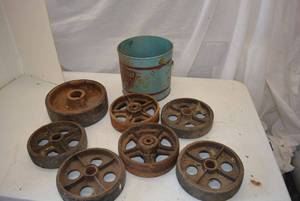 lot 90 image: Large lot of metal castercart wheels 4-6 Steal Wheels with rubber