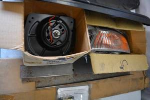 lot 99 image: Nissan Altima Lamp, Brake Adjuster, Washer Pump, Chevy Wiring Harness, and Sear Floor Pan RH