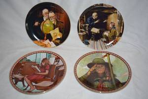 lot 214 image: Norman Rockwell Plates Worlds Away, On My Honor, The Veteran, and Newfound Worlds