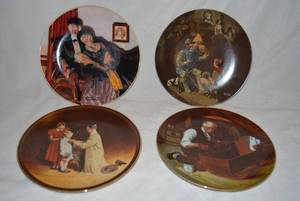 lot 220 image: Norman Rockwell Plates Ready for the World, Grandpas Gift, The Old Scout, and End of Day