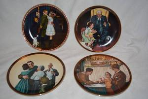 lot 222 image: Norman Rockwell Plates The Homecoming, A Time to Keep, Tender Loving Care, and Kiss and Tell