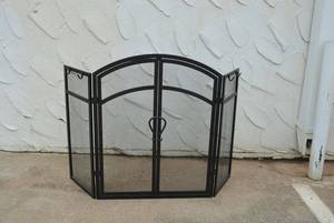 lot 142 image: Iron Fireplace Screen, Front Doors Open