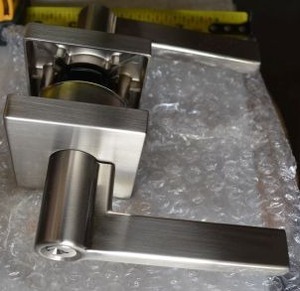 lot 171 image: Stone Harbor Vienna Entry Door Handle #HL700450, Satin Nickel