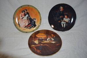 lot 154 image: Norman Rockwell Plates Fathers Help, A Couples Commitment, and The Young Scholar