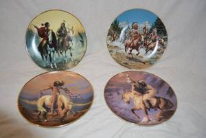 lot 155 image: Native American Plates Spirit of the Skies, Spirit of the North Wind, Village Markers, and Warriors of Savage Spendor