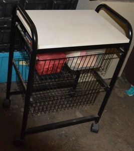 lot 459 image: Rolling Work Cart with 2 Wire Pull out Shelves
