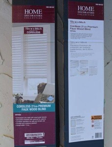 lot 244 image: Home Decorations Collections-Cordless Faux Wood Blinds, 72 x 64, (2 Total)