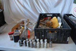 lot 268 image: Misc. Car Parts as Shown Large Truck Lugs, AC Parts,