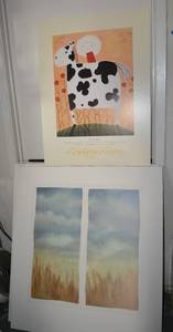 lot 296 image: 4 Prints of Window Scene, 1 Roy Rogers Print and Wooden Frame