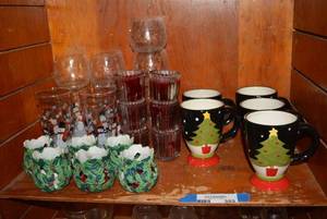 lot 353 image: Christmas Mugs, Glasses and Tea Light Votives