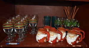 lot 357 image: Santa Mug Sets, Rainbow Striped Glass Set and More