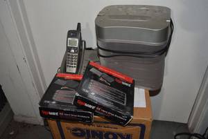 lot 385 image: 2 Gigaware 2.5 Hard Drive Enclosures, Royal HT3SL Paper Shredder, Uniden Wireless Phone and Charger