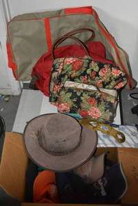 lot 394 image: Tote Bags, Travel Jewelry Bags, Australian Leather Hat -S and Ballcaps