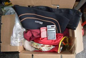 lot 400 image: Copper Fit Back Belt, Fabric, and small calculators
