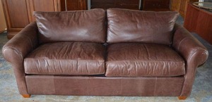 lot 471 image: Leather Master Genuine Leather Sleeper Sofa, Brown