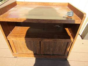 lot 14 image: Crystal Vision Quasar TV on stand with Magnavox VHS includes remotes unknown working condition