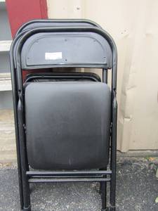 lot 45 image: 4 black metal fold up chairs in good condition