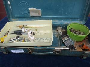 lot 51 image: Loaded green tool box (nuts, screws, outlet plugs etc.)