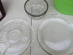 lot 56 image: Glass bowl with silver trim 12 platter and glass pitcher