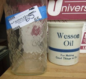 lot 65 image: Glass juice container cheese grater,  strainer and more