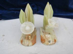 lot 114 image: Pair of marble cactus book ends