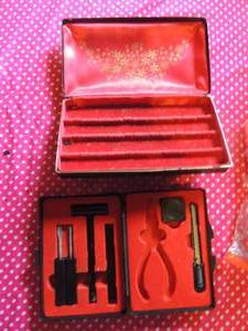 lot 176 image: Jewlery in case missing needle nose pliers and vintage earring case