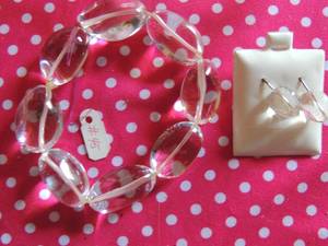 lot 180 image: Lucite glass bracelet & earring pair $55 dollar SRP.